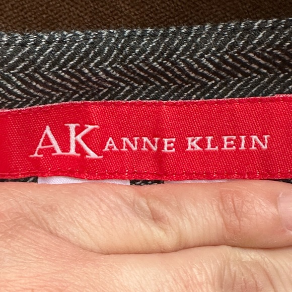 Anne Klein Gray/Black Twill Stretch WideLeg Trousers Buttons & Zip Closure Sz 10 - Picture 9 of 14